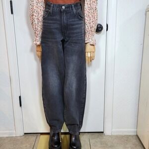 Levi's Baggy Dad Jeans Women's Size 24 Mid-Rise Black Loose Straight Denim